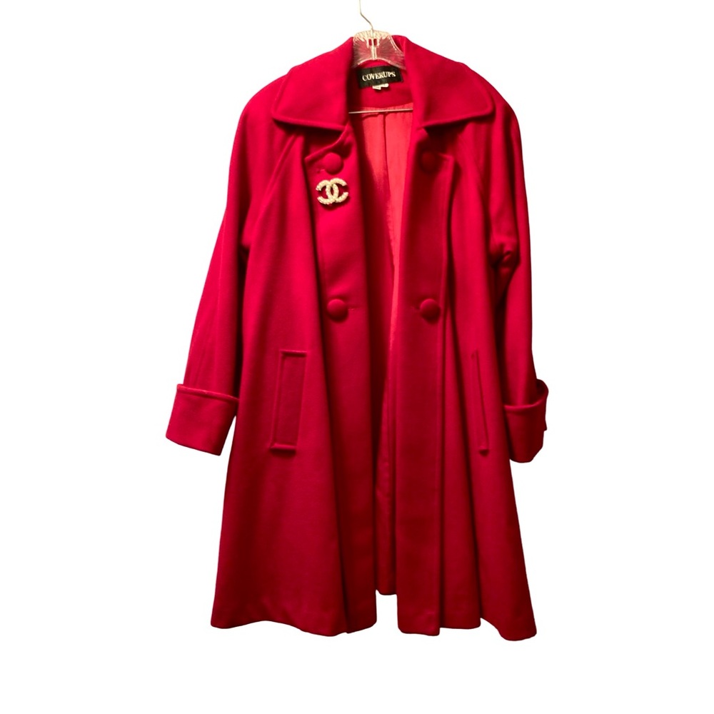 Red Swing Coat W/Pin 100% wool 8 Noir Styled 36” Long
